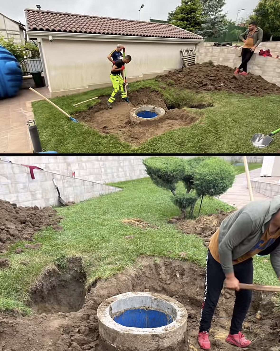 Изкоп в двор за изграждане на кладенец и водопроводна връзка